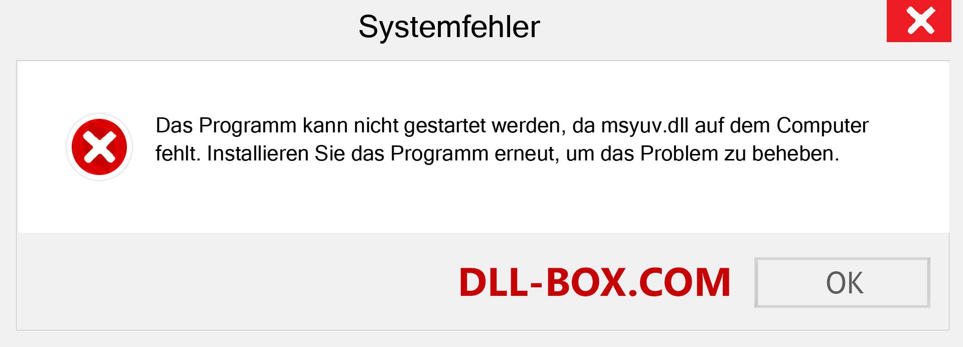 msyuv.dll-Datei fehlt?. Download für Windows 7, 8, 10 - Fix msyuv dll Missing Error unter Windows, Fotos, Bildern